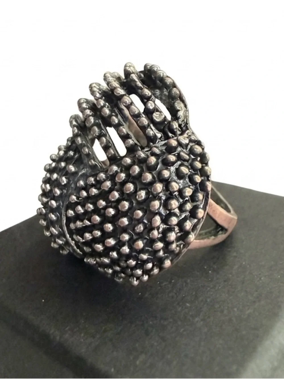 Black Beaded Dome Ring